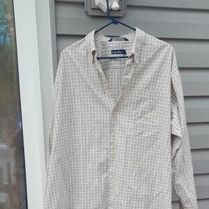 Nautica Men's White Plaid Shirt Cotton